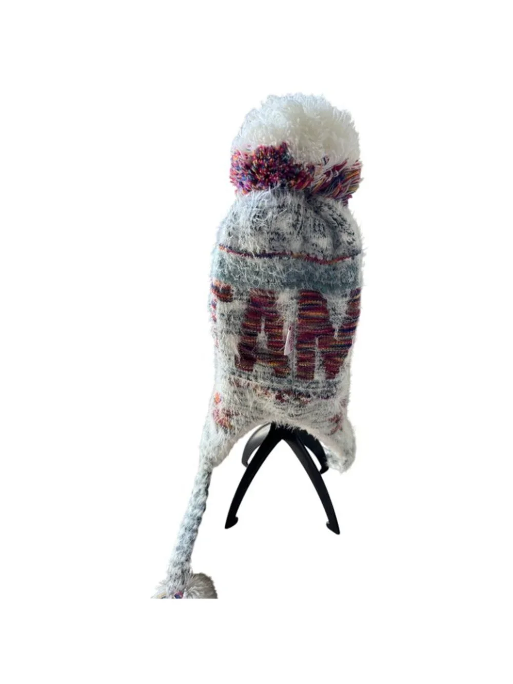 Knit Winter Hat With Poms & Multicolor Minnesota Design
